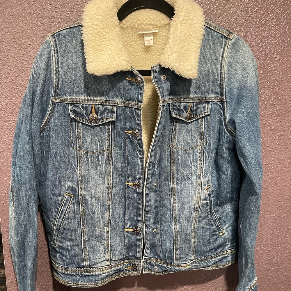 Cat & Jack denim jacket with fur inside.